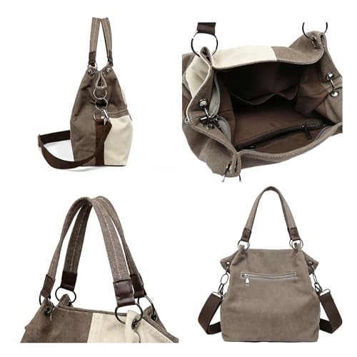 Bolso Tote de Lona para Mujer, Color Block, Convertible miniatura 4