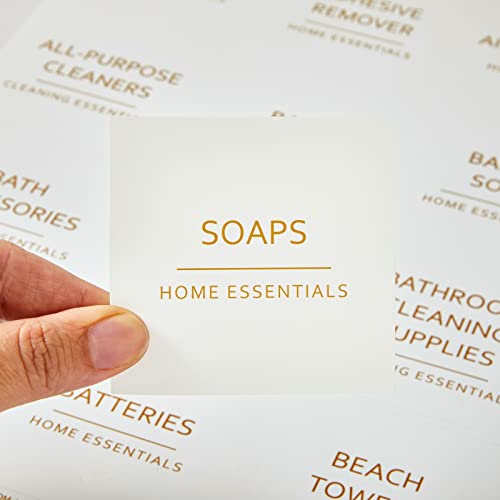 Talented Kitchen 144 Minimalist Laundry Room Labels, Organization Stickers For Glass Jars, Containers, Spray Bottles (Gold Print On White Matte Backing) #TOP4