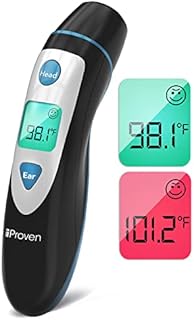 Temporal and Ear Thermometer, Ideal for Adults, Kids, Children and Babies, Accurate Medical Infrared Readings, Digital Forehead Thermometer, iProven DMT-489 Fever Thermometer (Black)
