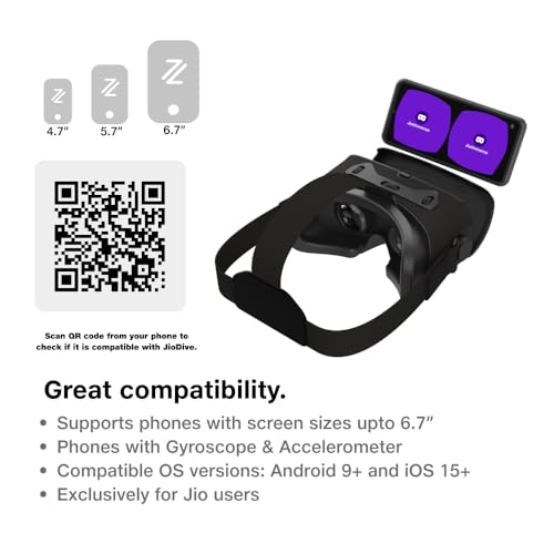 JioDive VR Headset | Immersive 360° Viewing Experience | Live Sports, Movies, TV Shows & Live TV Channels | VR Games & YouTube 360 | Supports 4.7-6.7" Android & iOS Phones | Black 4 41QttRPmI L