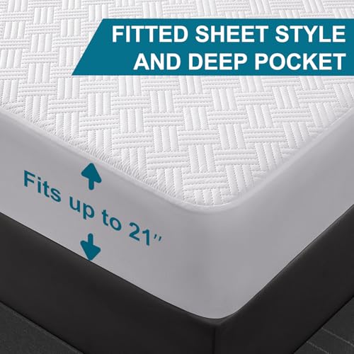 GOPOONY Waterproof Mattress Protector California King Size - Breathable, Noiseless, Ultra-Soft Bed Cover, Mattress Pad Cover with Deep Stretchable Pockets 8"-21" (White) by GOPOONY - Image 6