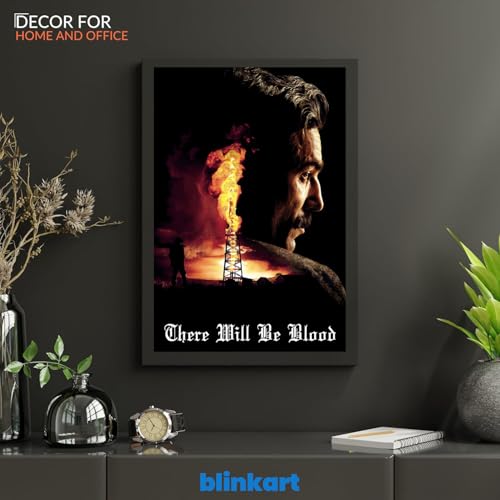 Image of BLINKART There Will Be Blood (2007) Movie Poster Frame 12x18 Inch | Premium 300 GSM Paper Wall Print | Mid Century Vintage Film Artwork for Home, Bedroom, Living Room, Office | Framed Photo Decor
