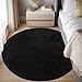 AAFKK Round Area Rugs for Living Room Bedroom, 4x4 Feet Black Ultra Soft Thickened Memory-Foam Modern Indoor Circle Rug, Comfy Minimalist Circular Carpets for Girls Boys Nursery Dorm Home Decor