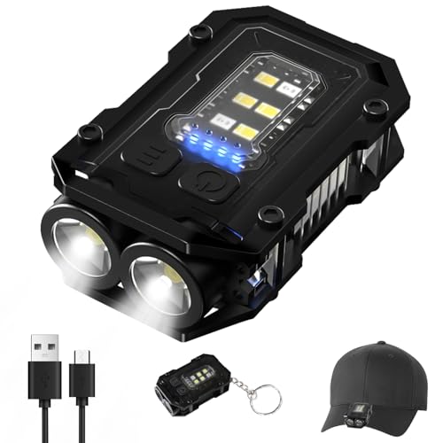 CHAMCHOI ミニライト 小型 キーライト 充電式 ミニLED 軽量 800mAh 2つの光源 8つ点灯モード 300ルーメン IPX5防水 Type-C充電式 クリップオン 磁気 高視認性 犬 散歩 ランニング キャンプ ウォーキング サイクリング 多機能ミニ懐中電灯 釣り 夜間作業に適用（ブラック 1個）