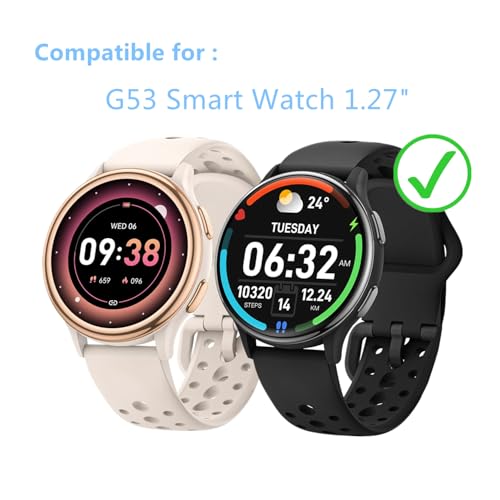 Screen Protector Compatible for KEEPONFIT Smart Watch 1.27" (3 Pack) 9H Tempered Glass Film, Compatible for RUXINGX G53 Fitness Tracker Screen Protector