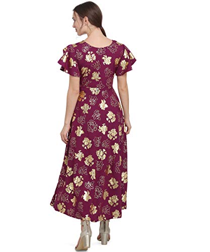 Image of OOMPH! Women's Western & Fusion wear Crepe A-Line Maxi Dress - mdfoil