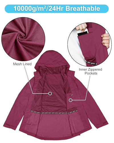 Image of 33,000ft Packable Rain Jacket for Women Waterproof Raincoats with Hood