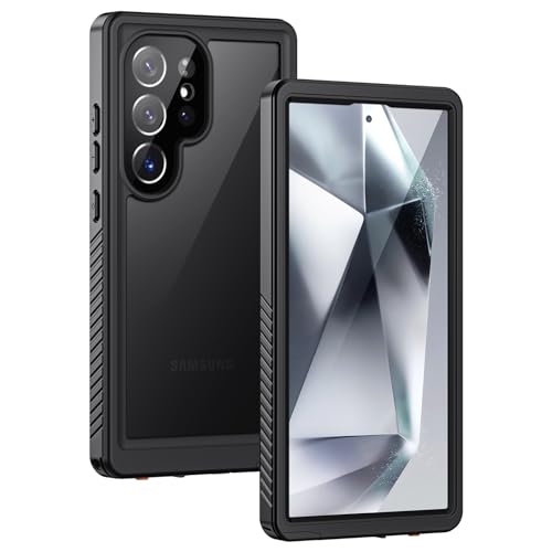 Lanhiem for Samsung Galaxy S24 Ultra Waterproof Case IP68 Dustproof Built-in Screen Protector Rugged Full Body Shockproof Protective Cover for Galaxy S24 Ultra 6.8 Inch Black/Clear