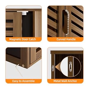 HITNET Medicine Cabinet, Bathroom Storage Cabinet Wall Mounted, Over The Toilet Space Saver Organizer with Doors and Bamboo Shelves, Walnut HITNET Medicine Cabinet Bathroom Storage Cabinet Wall Mounted Over The Toilet Space Saver Organizer with Doors and Bamboo Shelves Walnut