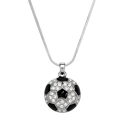 Falari Baseball and Sport Pendant Necklace Rhinestone Crystal Rhodium High Polished