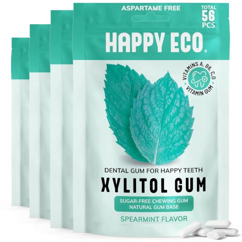 Xylitol Vitamin Gum, Sugar Free, Spearmint, 56Pcs, Natural Gum Plastic Free | Daily Boost of Vitamins A, B6, C & D, Natural Chicle Base, Aspartame Free, Vegan, Keto, Gluten Free - image 1