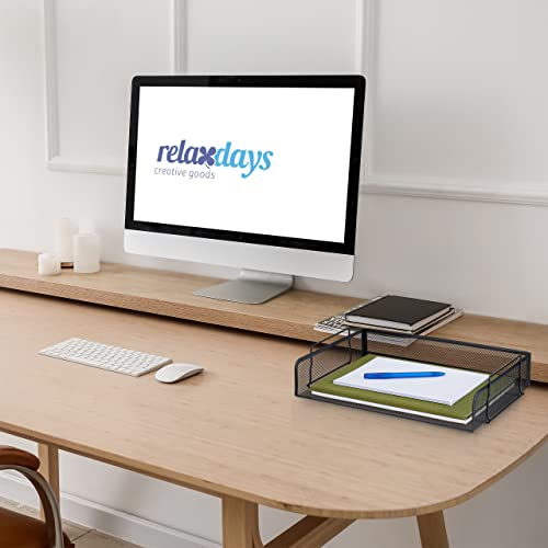 Relaxdays Document, Stackable Letter File, Horizontal A4 Tray, Mesh, H x W x D: 8.5 x 36 x 25 cm, Metal, Black, Steel - Image 2