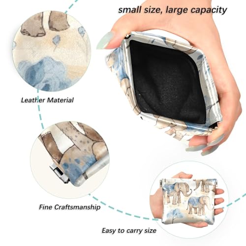 Cute Elephants Coin Purse Leather Pouch Change Purse, Squeeze Coin Pouch for Cards, Keys & Lipsticks, Unisex2