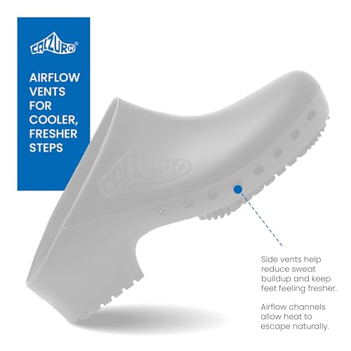 Image of CALZURO Classic Work Clogs Without Holes - Unisex Nursing Clogs - Non Slip Shoes - Autoclavable Rubber Kitchen Shoes for Women and Men -