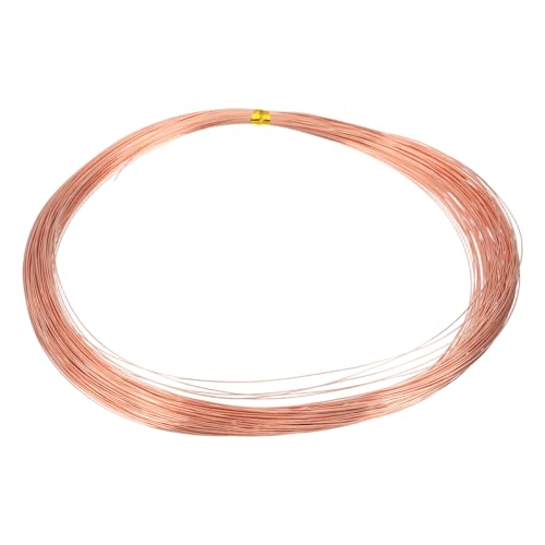 QUARKZMAN Fil De Cuivre Plein Nu À 99,9%, Fil Souple En Cuivre naturel 118 Pieds 32 Calibre (0,2mm) Pour Artisanat Fabrication De Bijoux Jardinage Électro-Culture (36m)