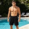 SCCGKP Men's Swim Shorts Quick Dry Summer Beach Swimming Trunks with Zip Pockets (XXL, Black) #2
