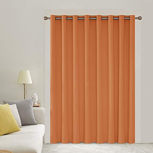 Image of Deconovo Grommet Blackout Thermal Insulated Window Divider Darkening Blinds Wide Width Curtain for Kids Room, 100x95, Orange