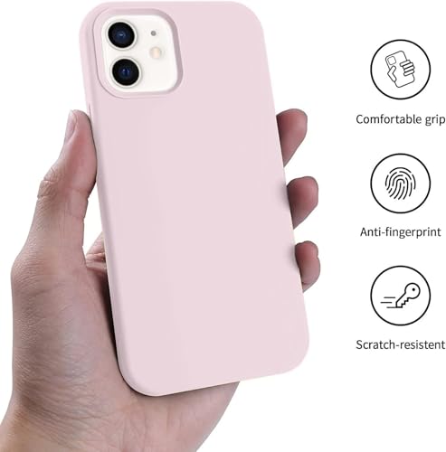Image of Premium Liquid Silicone Case for iPhone 12 & 12 Pro - Slim Full Body Protective Back Cover with Soft Microfiber Lining, Anti-Slip Grip Scratch Resistant Phone Case(Baby Pink)