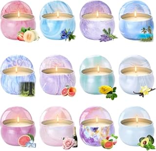Coffret Cadeau de Bougies Parfumées - Lot de 12 Bougies pour la Maison - Set de Bougies d'Aromathérapie en Cire de Soja à Longue Durée - Cadeaux d'Anniversaire pour Femmes - Idées Cadeaux de Noël