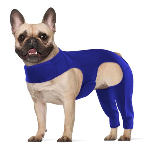 Image of ROZKITCH Dog Rear Leg Surgery for Right Left Leg, Pet Prevent Licking Wound Elbow Protector, Dog Rear Leg Sleeve for Sprain ACL CCL Arthritis Joint Care Blue XS