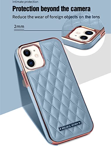 Image of PULOKA iPhone 11 Leather Back Cover Royal Diamond Pattern with Electroplated Case Compatible for Apple iPhone 11 6.1 inchinch - Sierra Blue