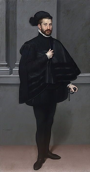 Murales Caballero de negro de Battista Moroni cuadro lienzo decorativo vertical 60x90