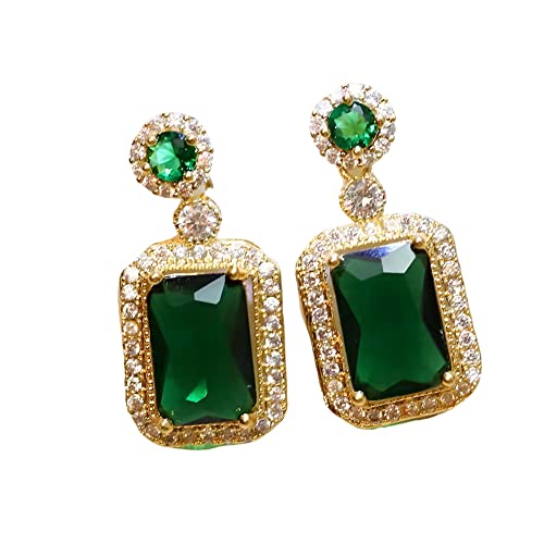 Lonbamu Women Jewelry Set Rhinestone Zircon Emerald Pendant Necklaces & Earrings Set 925 Sterling Silver Created thumb #6