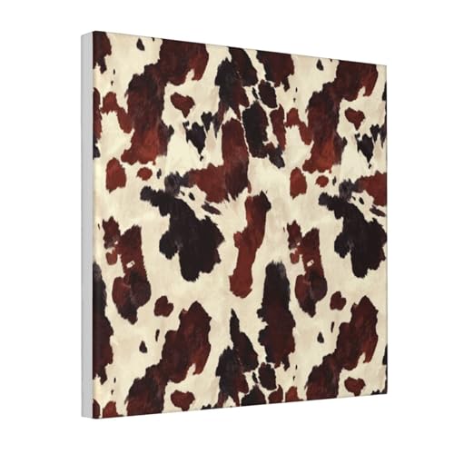 Lienzo decorativo para paredes vacías, cuadro enmarcado de vaca crema Woshuwo 30x30