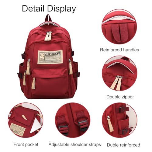 Cool School backpack kawaii Laptop Bag Grade Book Bags for School Girls Casual Waterproof for Women (Red)3