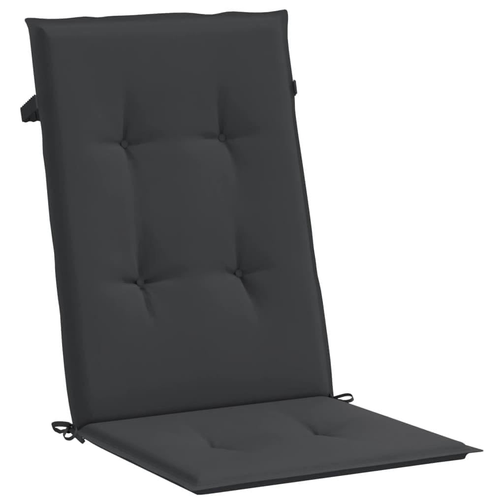Hochlehner-Auflagen 4er Set, Gartenstuhlauflagen für Hochlehner, 120x50x3 cm Stuhlkissen für Gartenstühle und Sitzmöbel, Schwarz, Polyester, mit Befestigungsbändern