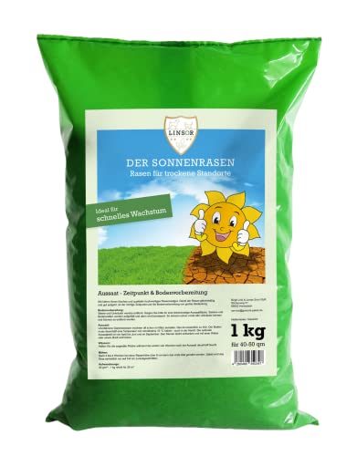 Césped Linsor para lugares secos | 1 kg de césped de calidad con buena tolerancia al calor y seco, mezcla de semillas de césped resistente.