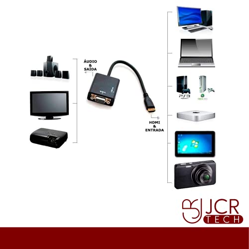 Cabo Adaptador Conversor HDMI para VGA com Saída P2 de áudio