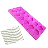 Grand moule à sucettes rond en Silicone à 12 cavités, sans BPA, outils de décoration de gâteaux au chocolat et bonbons durs avec 100 bâtons papier