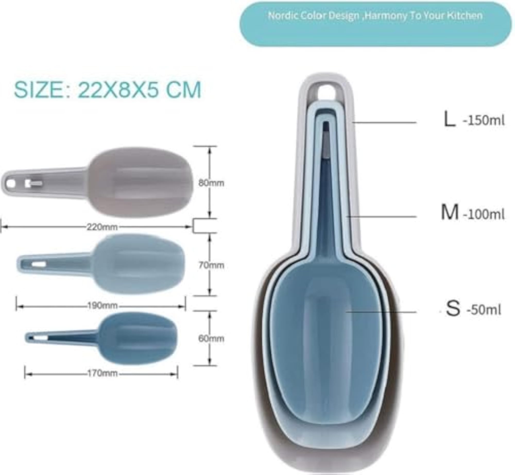3 Pcs Plastic Food Scoops Set for Kitchen & Bar Use