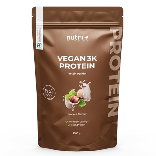 Nutri + Proteinpulver Vegan Haselnuss 1 kg - 83{b5e73b435703dca83b42069af1c73262ab914f182ca2c104005aa48cfa5ffcde} Eiweiß - 3k Protein Powder Hazelnut Flavor - Veganes Eiweißpulver Nuss ohne Gluten, Zucker + Whey Nutri + Proteinpulver Vegan Haselnuss 1 kg - 83{b5e73b435703dca83b42069af1c73262ab914f182ca2c104005aa48cfa5ffcde} Eiweiß - 3k Protein Powder Hazelnut Flavor - Veganes Eiweißpulver Nuss ohne Gluten, Zucker + Whey