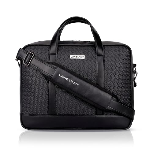Image of Lavie Sport Magnate Briefcase 12L Multifunctional Laptop Briefcase Bag | Premium Leatherette Business Briefcase for Men & Women | Messenger Shoulder Bag with Detachable Strap