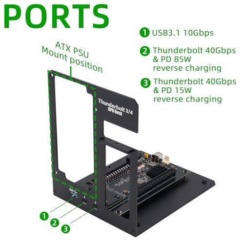 Image of Thunderbolt 3 /4 eGPU Enclosure Compatible with USB4, Support NVIDIA AMD Graphics Card and PCIe Cards, Using ATX Power Supply, Support PD 85W Charging (VK-Y900)