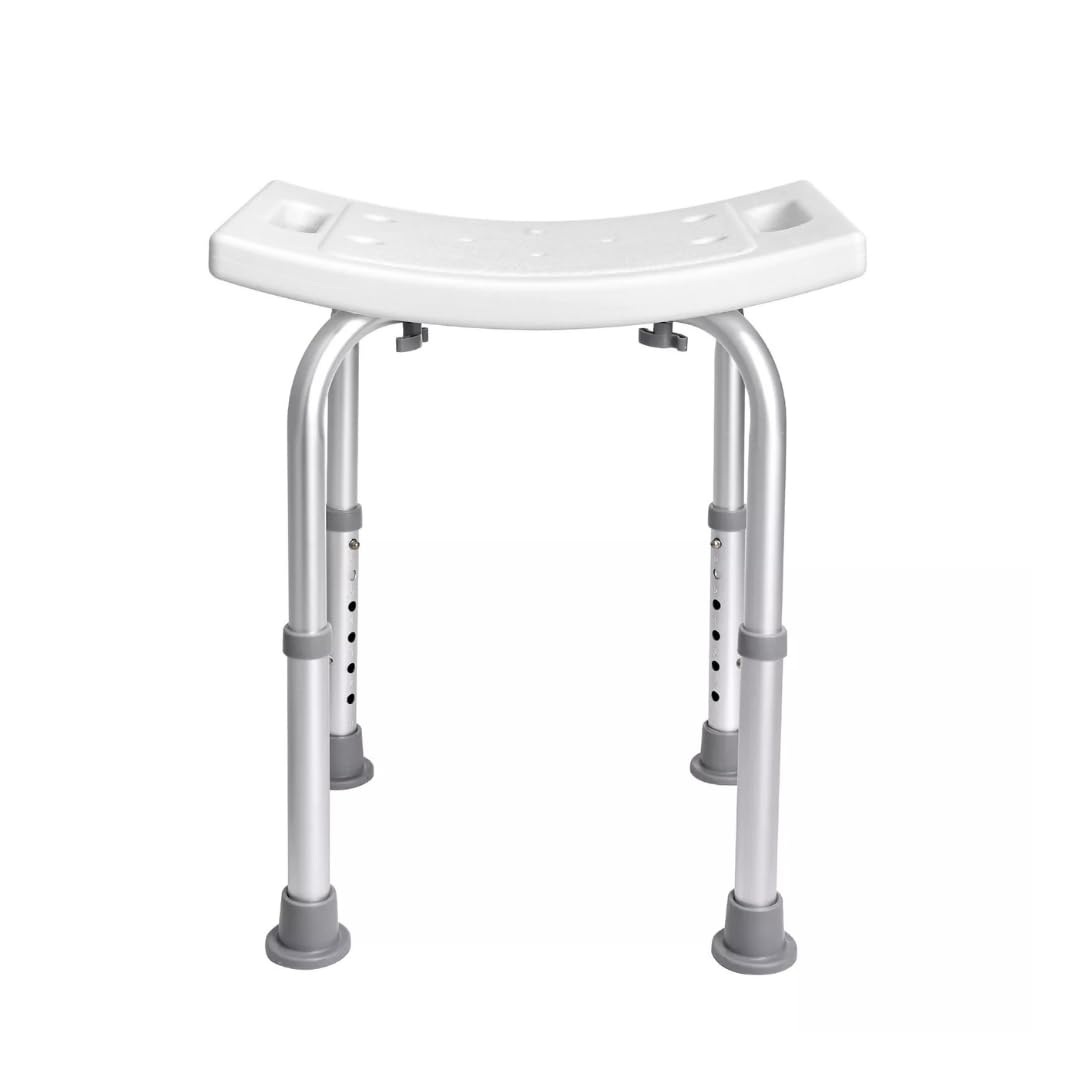Stołek pod prysznic Siedzenie do kąpieli, regulowana wysokość, nierdzewne aluminium, antypoślizgowe gumowe nóżki, dla osób starszych i niepełnosprawnych lub rehabilitacji