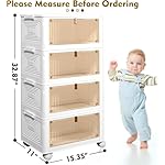 CTSNSLH 4 Tier Plastic Storage Bins and Boxes Organizer - Stackable with Lids for Bedroom, Living Room, Office - Foldable Containers - Image 2