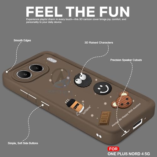 Image of AESTMO Back Case Cover | Cute Fun Cartoon 3D Ball | Coffee Silicone Case | Full Body Protection | Camera Protection Back Cover (Brown, OnePlus Nord 4 5G)