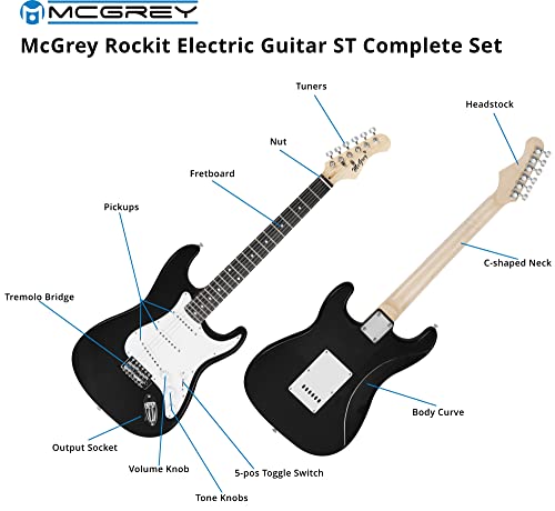 McGrey Rockit guitare électrique ST set complet noir - Les Beatles, Paul McCartney, John Lennon, RIngo Starr, George Harrison McGrey Rockit guitare électrique ST set complet noir – Image 5