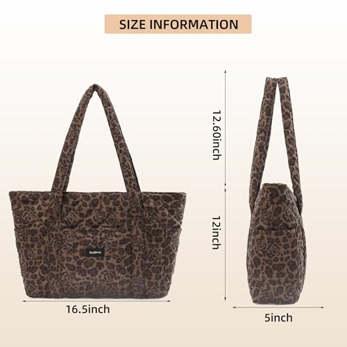 Bolso tote acolchado con estampado de leopardo para mujer miniatura 5