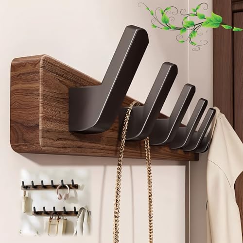 Genérico Percheros de pared - Percheros de madera - Percheros resistentes for colgar en la pared, perfectos for colgar chaquetas, toallas o sombreros(Black,45cm/17.72inch)