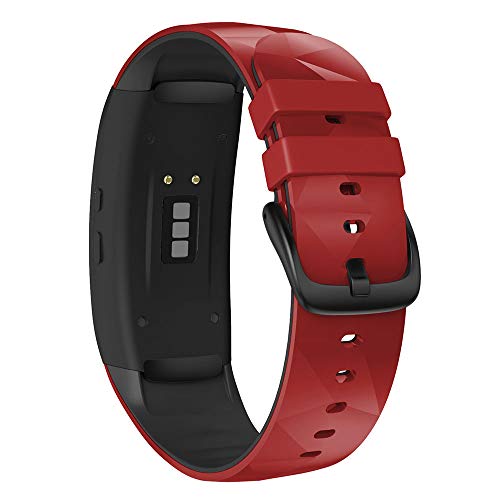 Notocity Compatible With Samsung Gear Fit2 Pro Bands Replacement Silicone Band For Samsung Gear Fit2/Gear Fit 2 Pro Smartwatch(Black-Red, Small) #TOP1