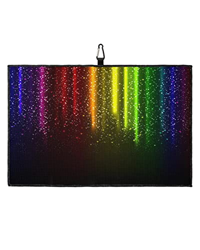 Colorful Rainbow Stripe Golf Towel, Funny Golf Towel For Golf Bags Disc With Clip, Starry Black Sky Personalized Microfiber Waffle Golf Club Towel Accessories Gift For Men/Women/Dad/Mom/Grandpa #TOP8