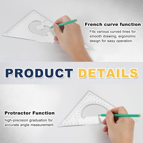 Équerre transparente 40 cm anti-erreur pour tracé géométrique et patchwork