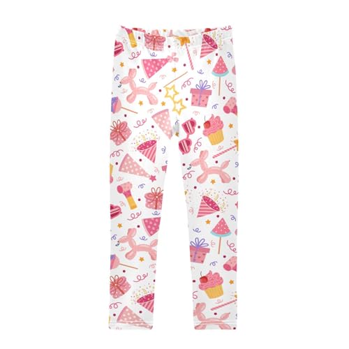 Party Pattern Girls Leggings,Workout Leggings for Girls Toddler Athletic Leggings Size for 3-10T