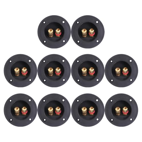 SAFIGLE 10pcs 2-Way Subwoofer Box Terminal：3” Double Binding Round Gold