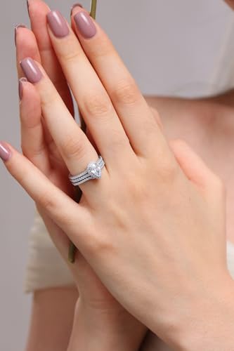 Moissanite Wedding Ring Set for Women, Pear Shaped 1CT D Color VVS1 Clarity Sterling Silver Engagement Bridal Jewelry for Travel3