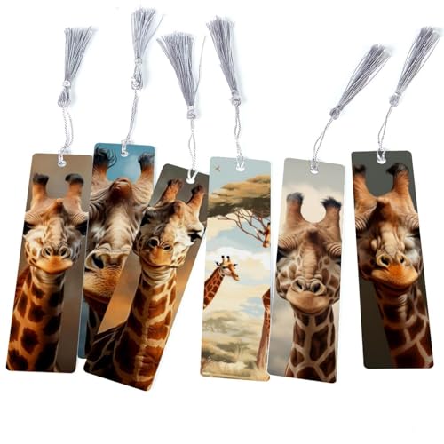 Marque-page girafe à pompon : lot de 6 signets amusants pour livres